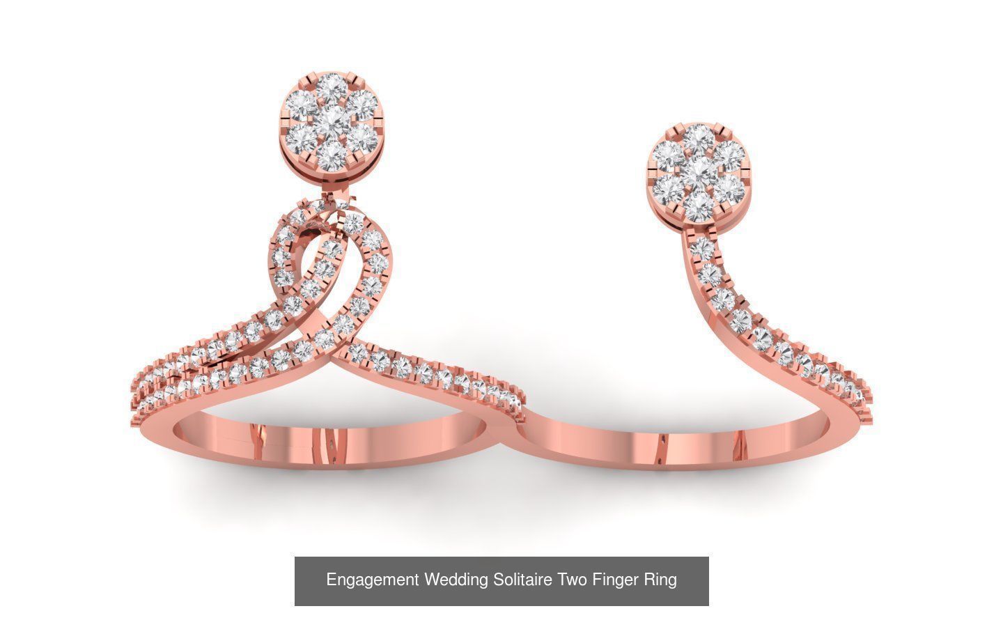 15 Solitaire Engagement Wedding Two Finger Rings Collection _13