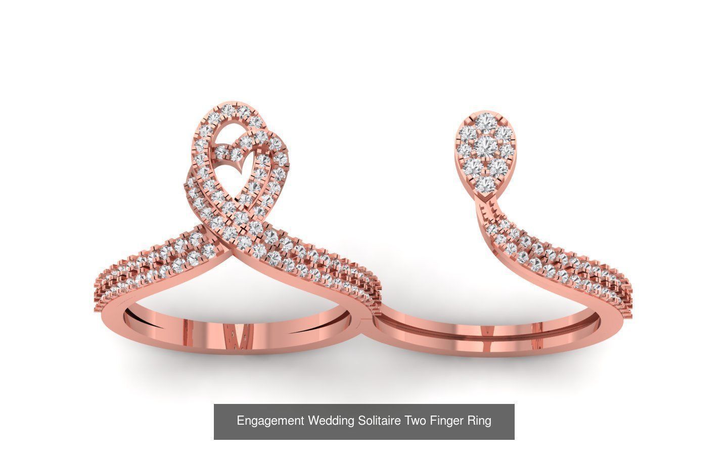 15 Solitaire Engagement Wedding Two Finger Rings Collection _11