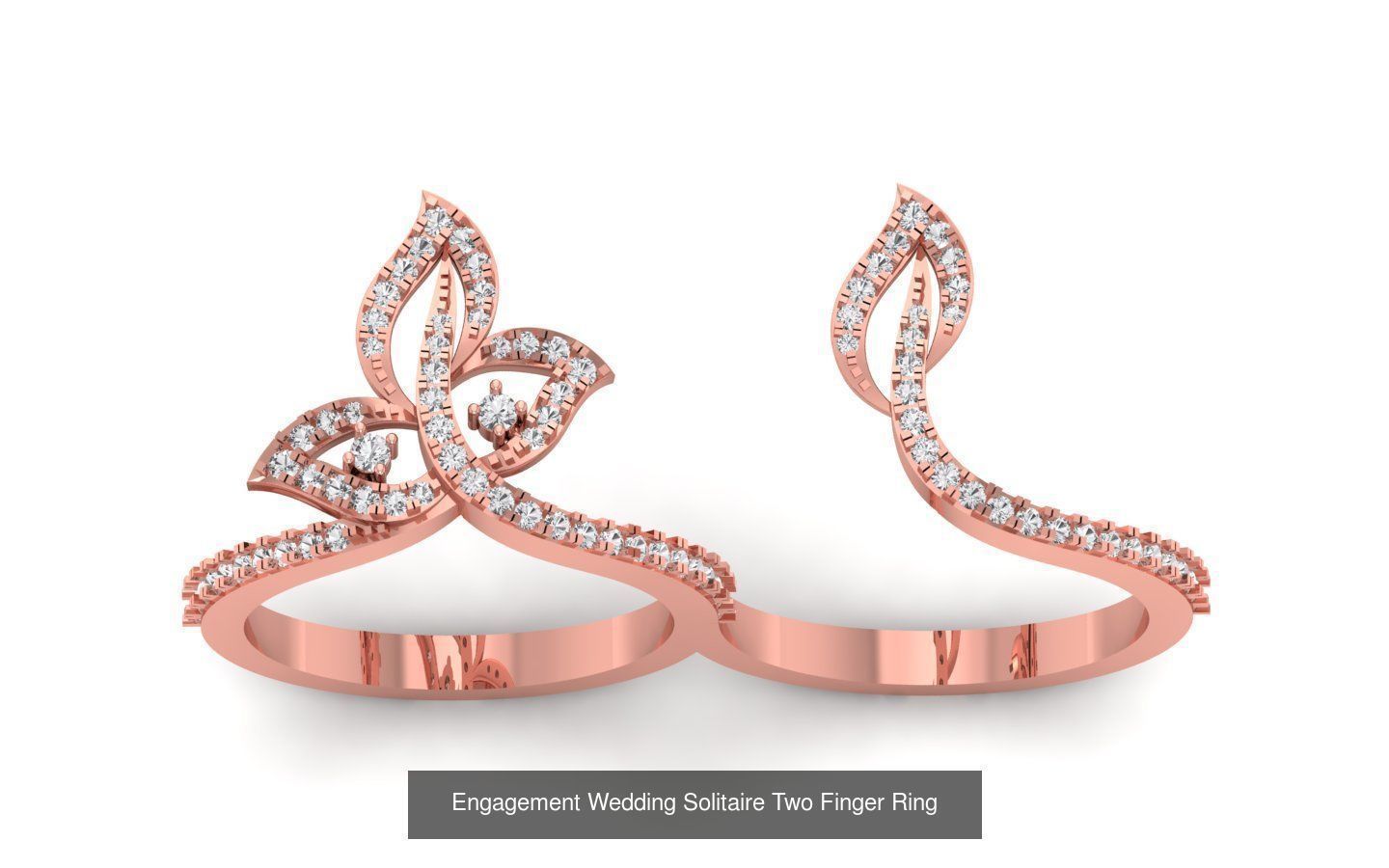15 Solitaire Engagement Wedding Two Finger Rings Collection _12
