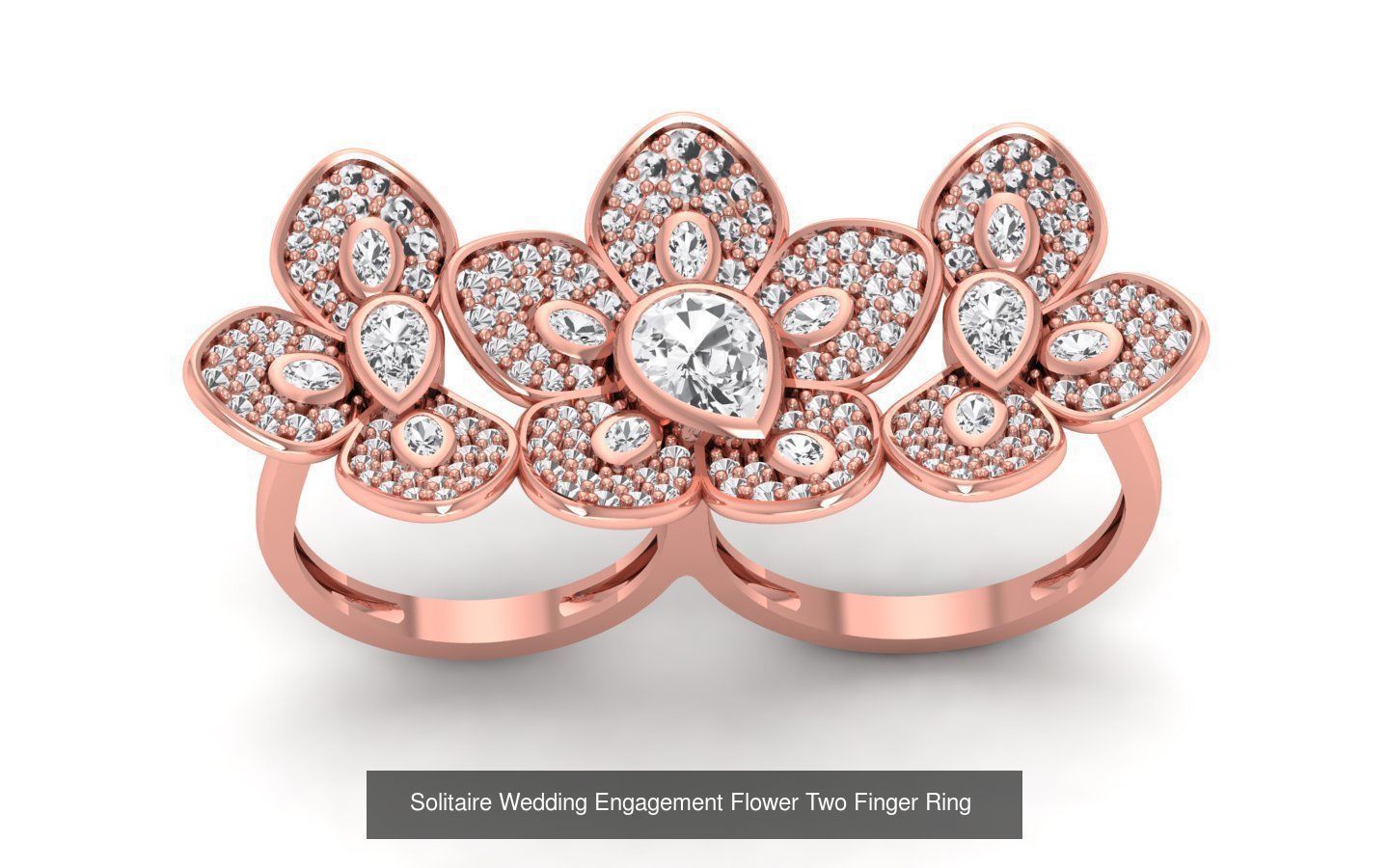 15 Solitaire Engagement Wedding Two Finger Rings Collection _9
