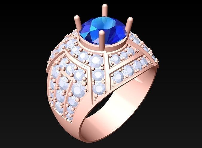 Diamond Rings - Mens Ring - N3437 3D print model