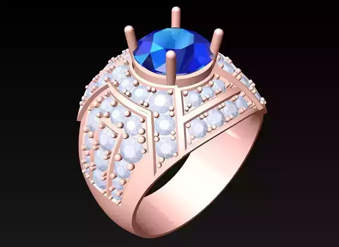 Diamond Rings - Mens Ring - N3437 3D print model