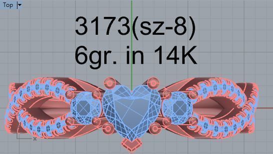 Nice heart diamond ring 3173 3D print model 3D print model_4