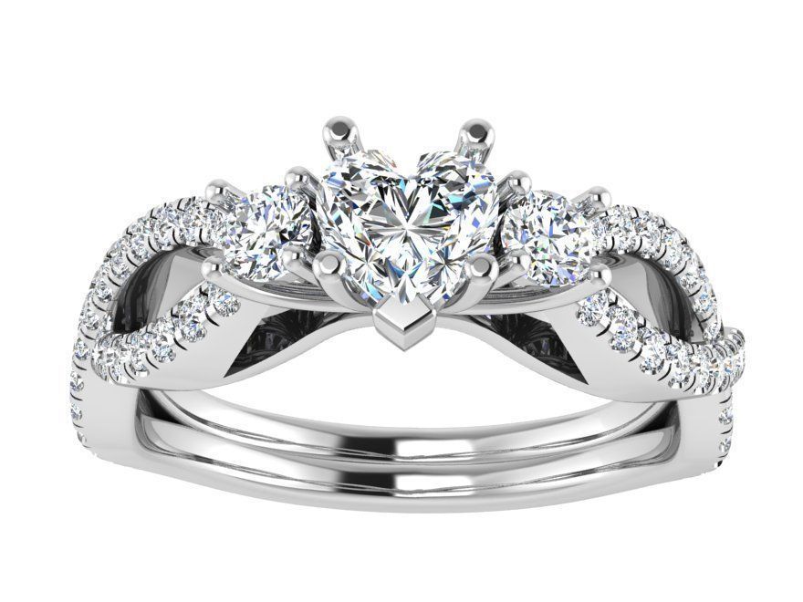 Nice heart diamond ring 3173 3D print model 3D print model_2