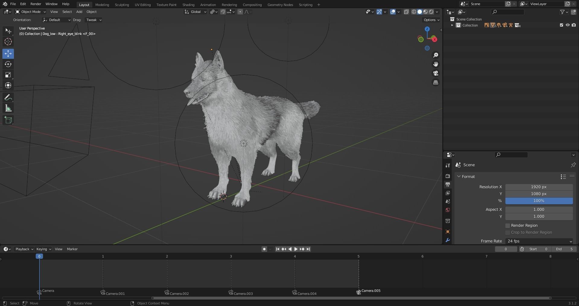 Fur Gray Wolf Rigged and Animation V01 Low-poly 3D model_28