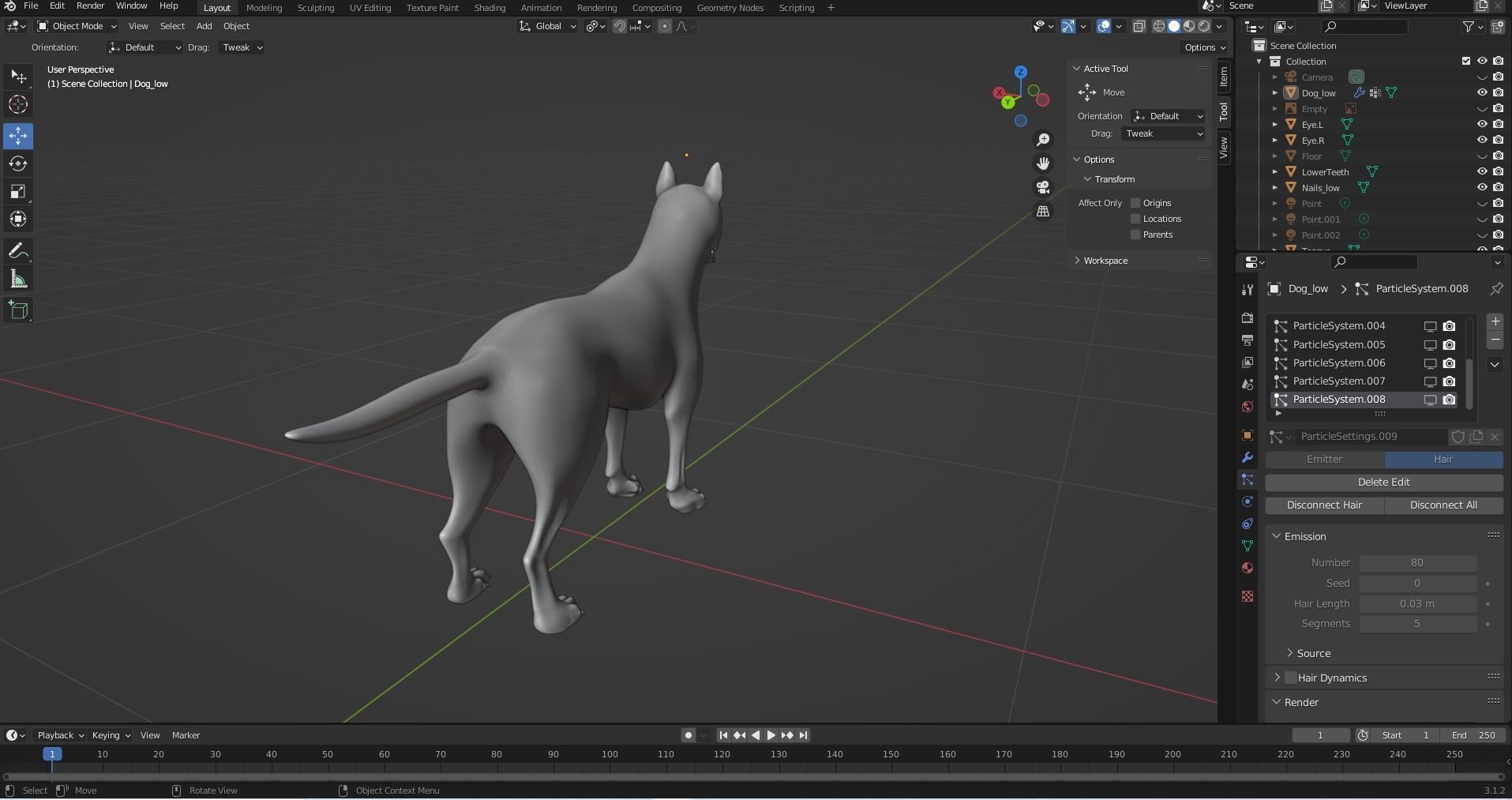 Fur Gray Wolf Rigged and Animation V01 Low-poly 3D model_21