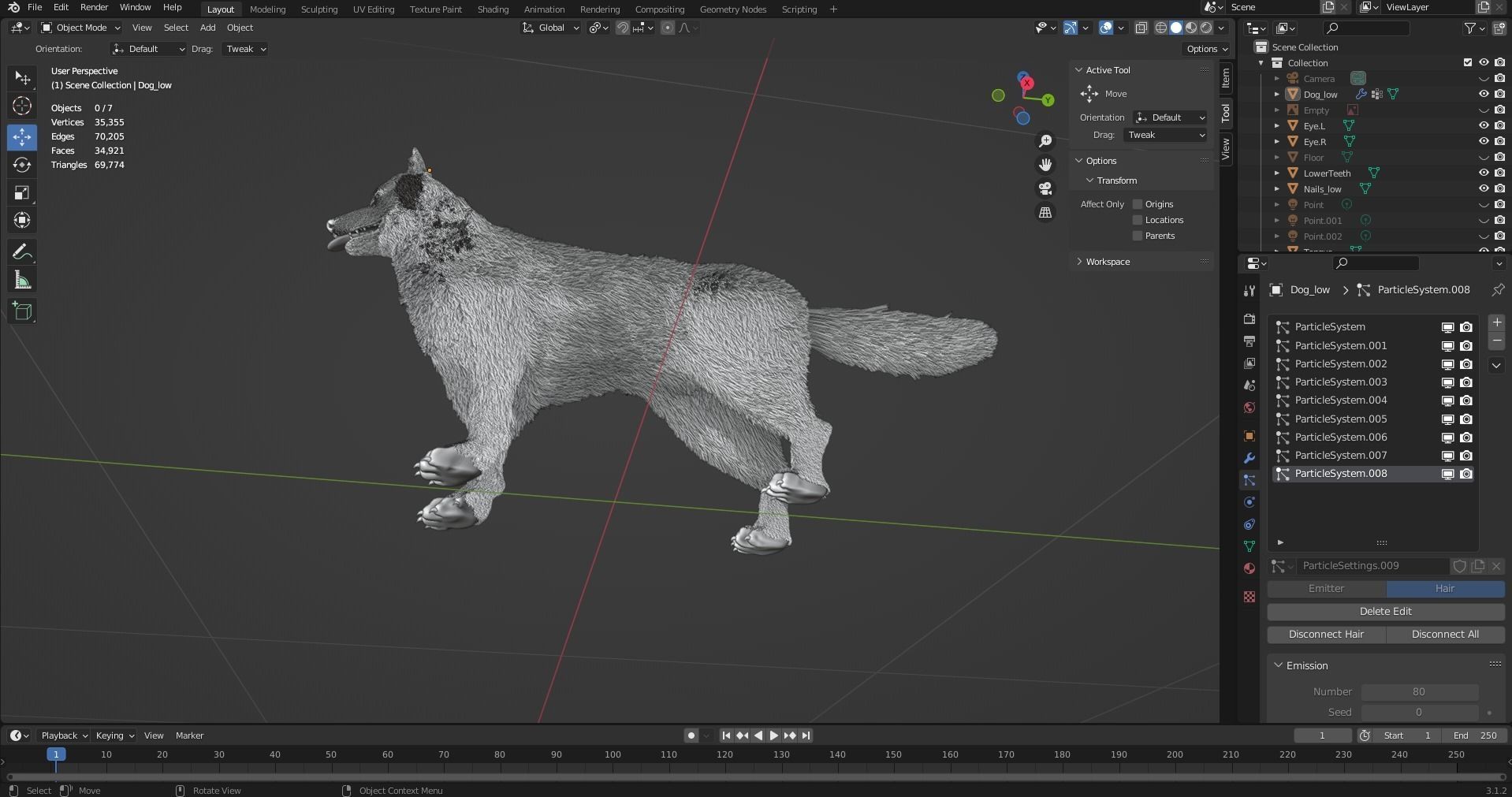 Fur Gray Wolf Rigged and Animation V01 Low-poly 3D model_13