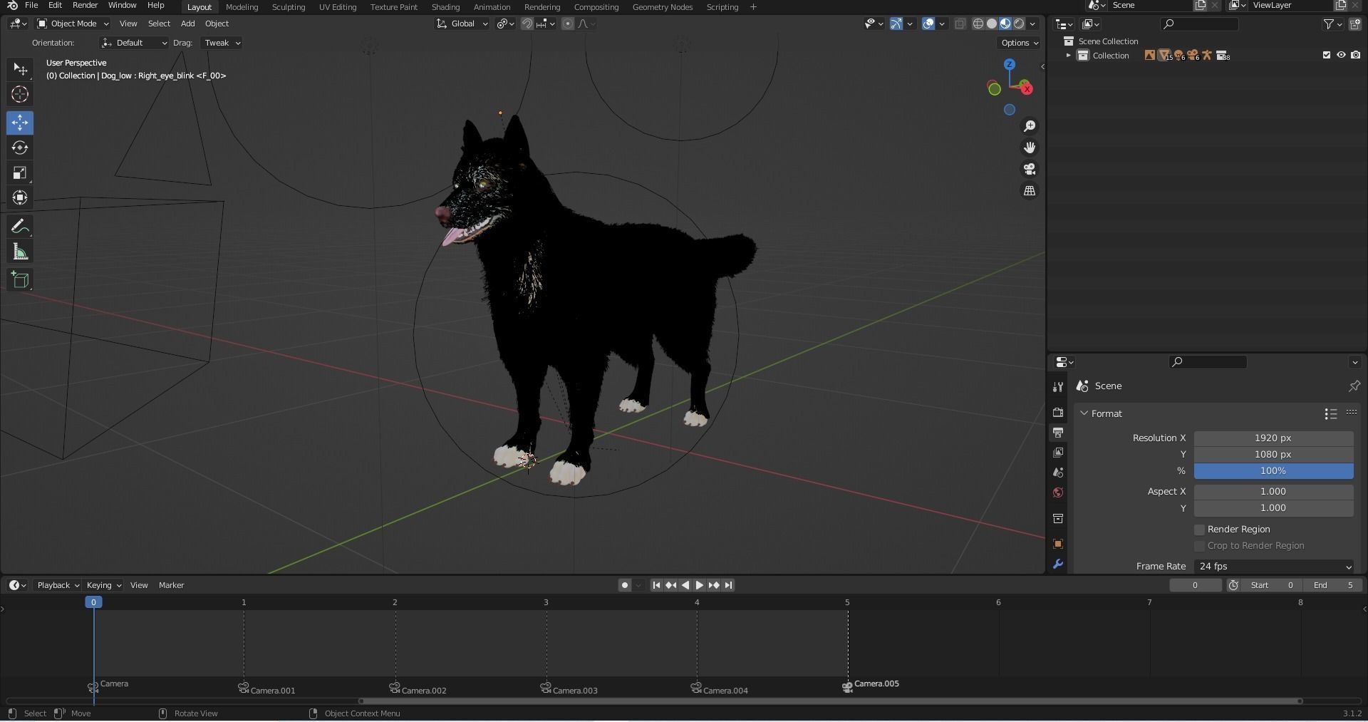 Fur Gray Wolf Rigged and Animation V01 Low-poly 3D model_29