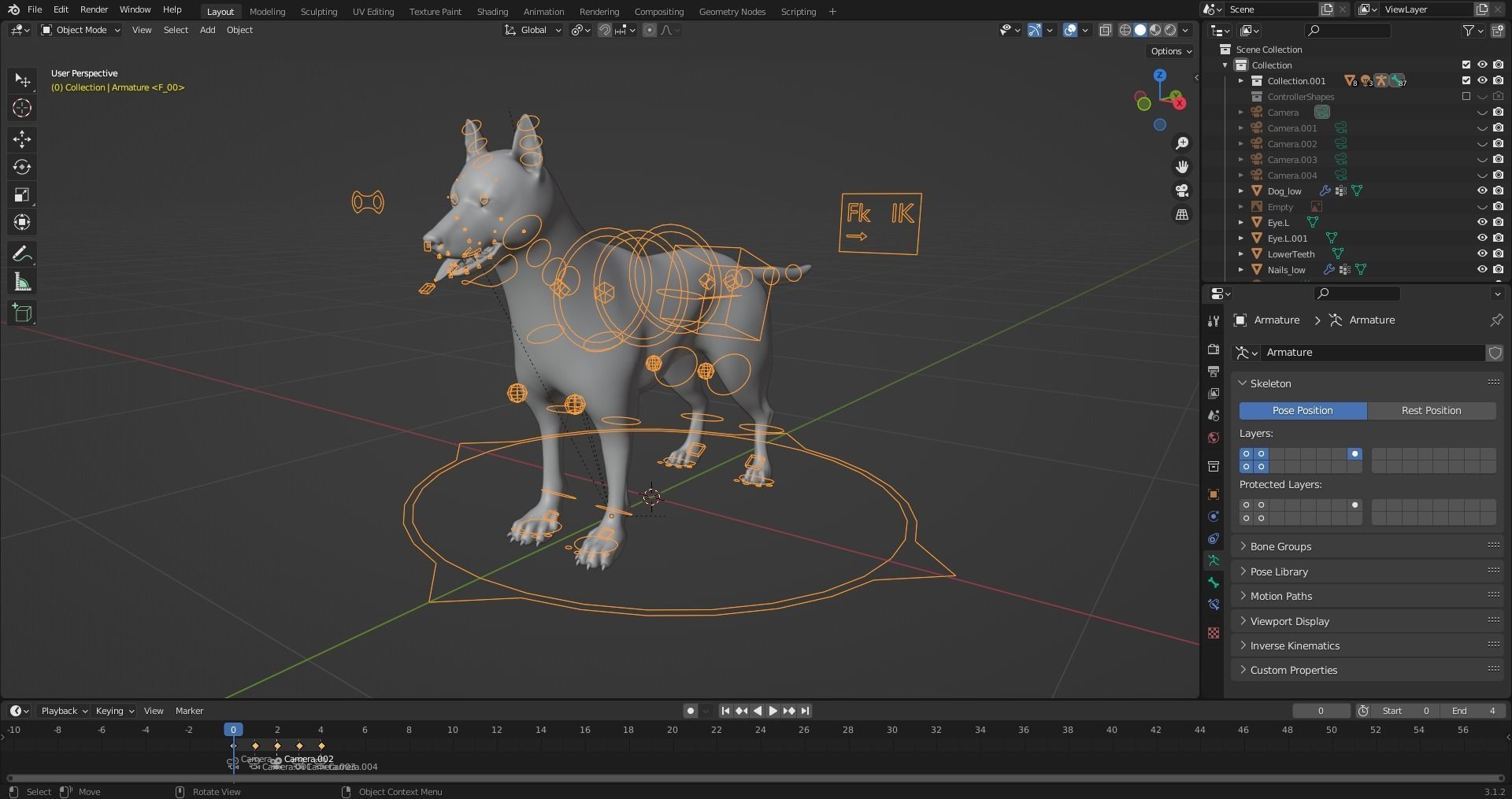 Fur Gray Wolf Rigged and Animation V01 Low-poly 3D model_14