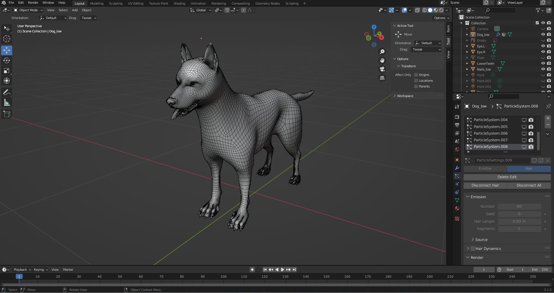Fur Gray Wolf Rigged and Animation V01 Low-poly 3D model_25
