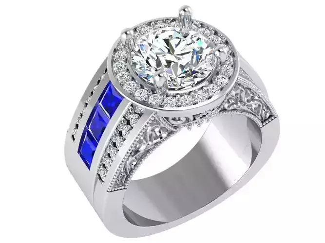 Big round stone diamond ring 3174 3D print model