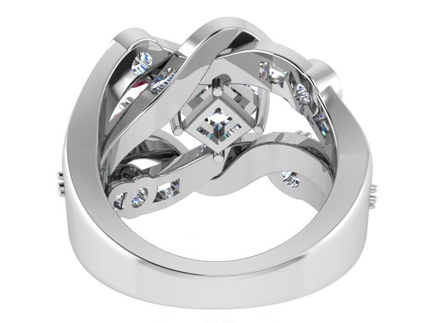 Red and white color diamond ring 3176 3D print model 3D print model_3