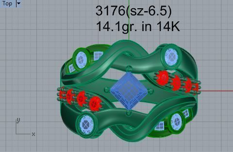 Red and white color diamond ring 3176 3D print model 3D print model_4