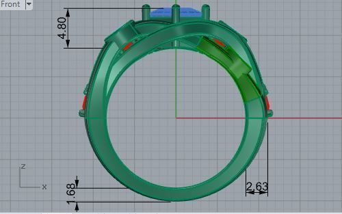 Red and white color diamond ring 3176 3D print model 3D print model_5
