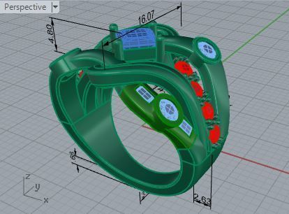 Red and white color diamond ring 3176 3D print model 3D print model_7