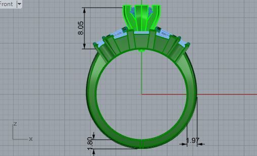 2-Band diamond ring 3177 3D print model 3D print model_5