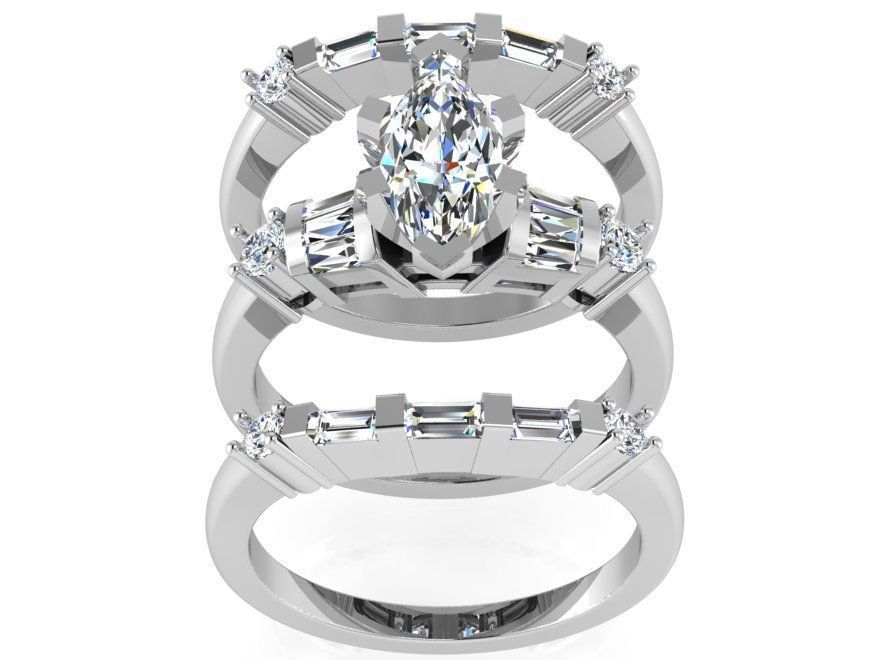 2-Band diamond ring 3177 3D print model 3D print model_2