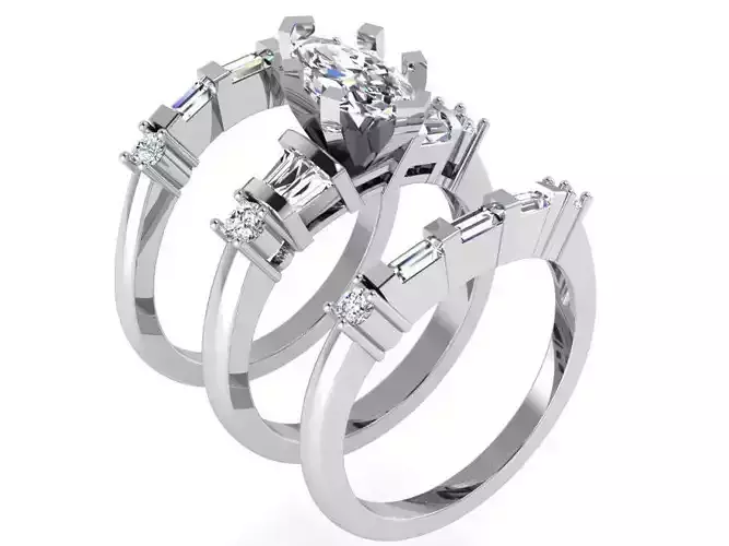 2-Band diamond ring 3177 3D print model