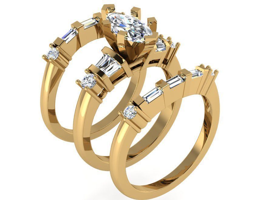 2-Band diamond ring 3177 3D print model 3D print model_1