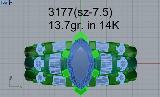2-Band diamond ring 3177 3D print model 3D print model_4