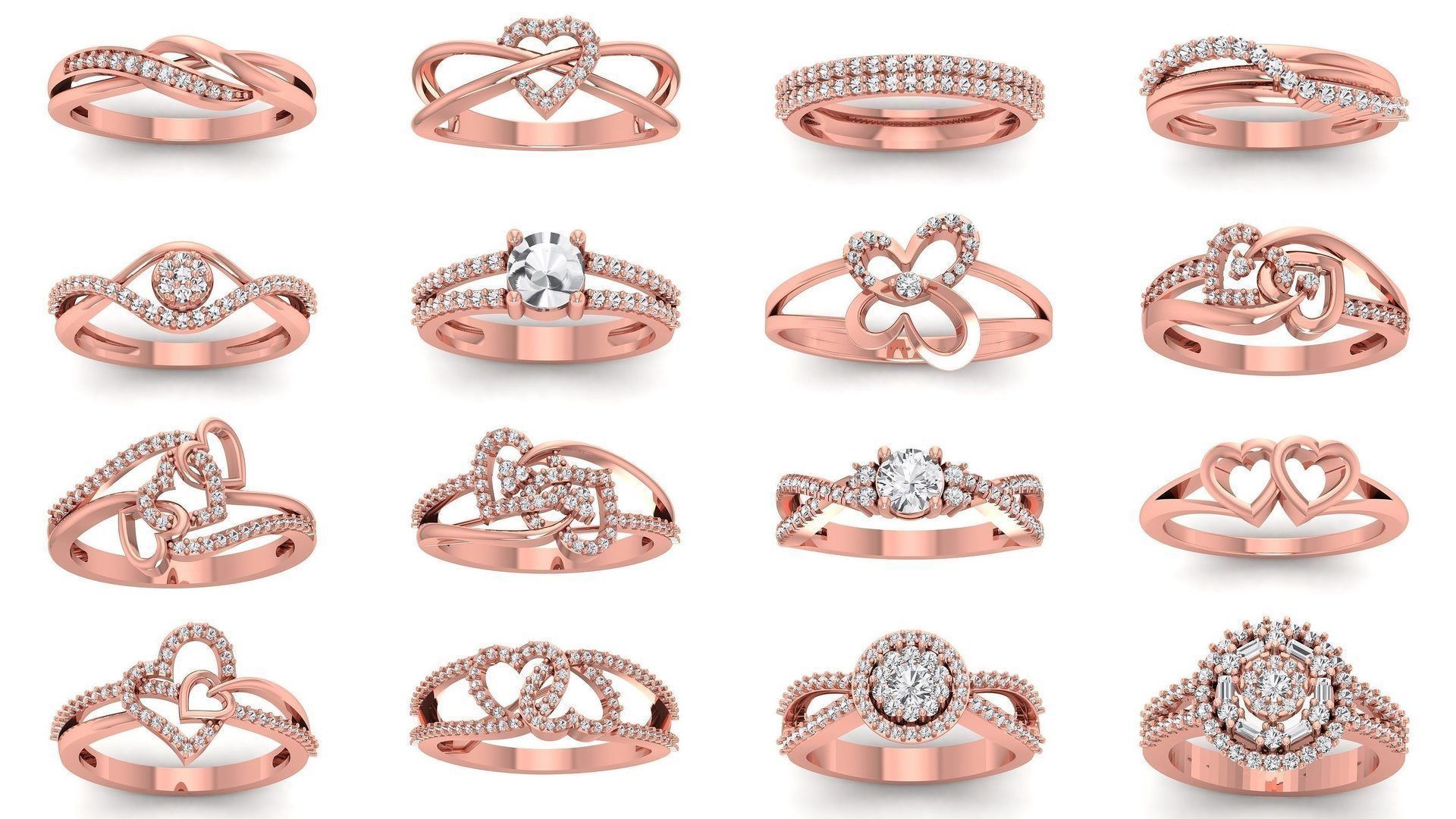 82 Solitaire Engagement Wedding Double Band Rings Collection _1