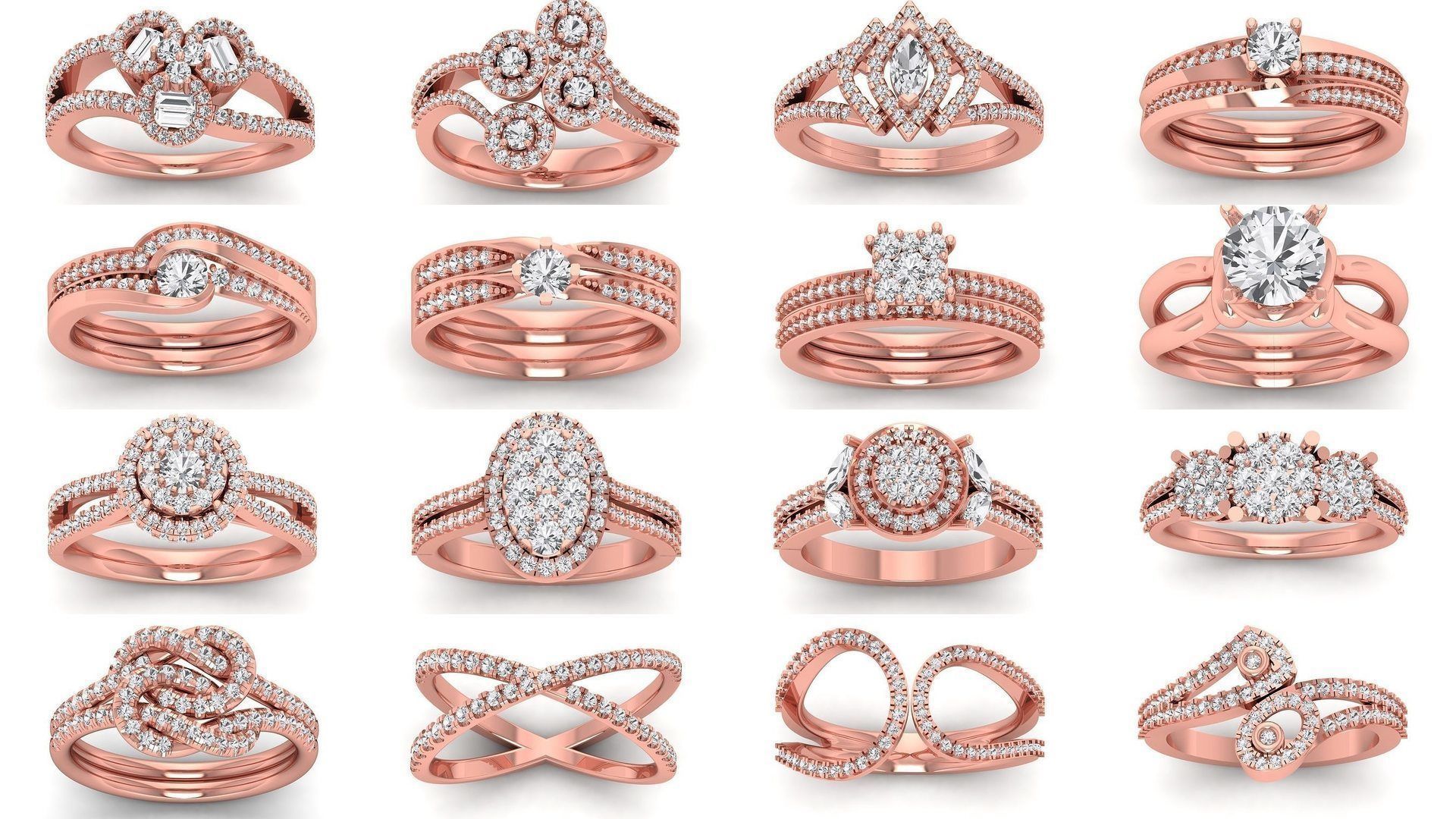 82 Solitaire Engagement Wedding Double Band Rings Collection _3