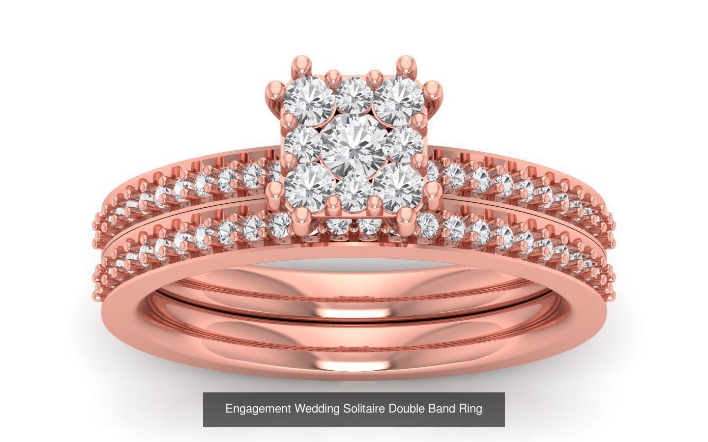 82 Solitaire Engagement Wedding Double Band Rings Collection _64