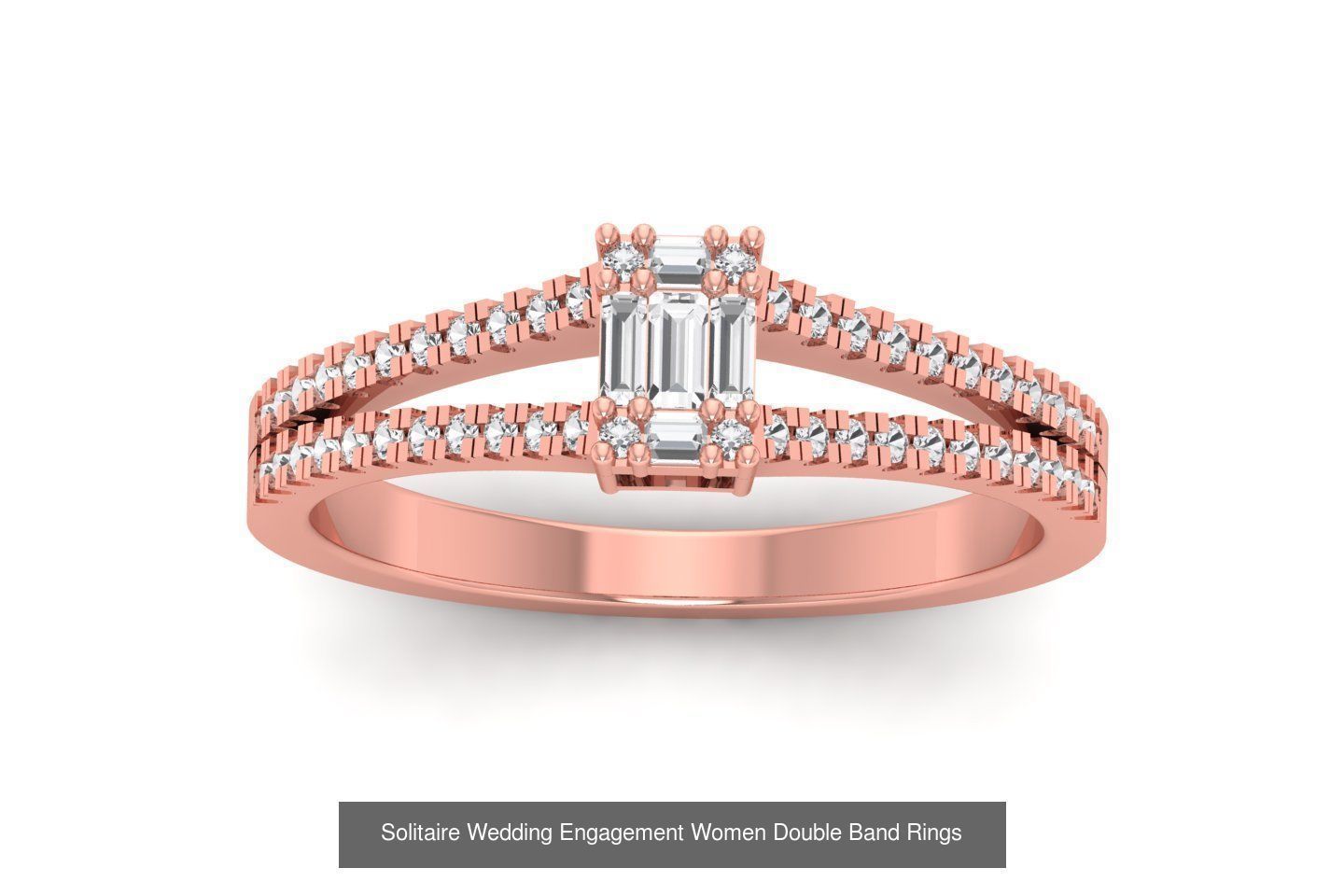 82 Solitaire Engagement Wedding Double Band Rings Collection _26