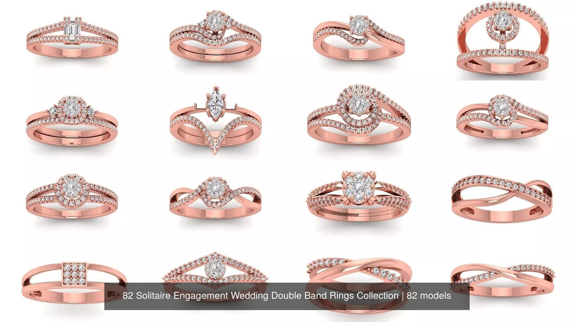 82 Solitaire Engagement Wedding Double Band Rings Collection _0