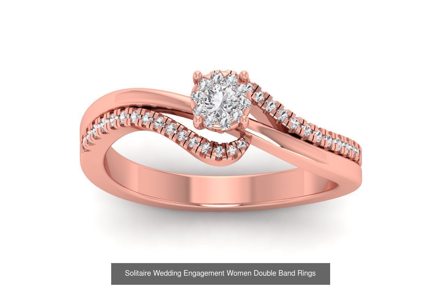 82 Solitaire Engagement Wedding Double Band Rings Collection _28