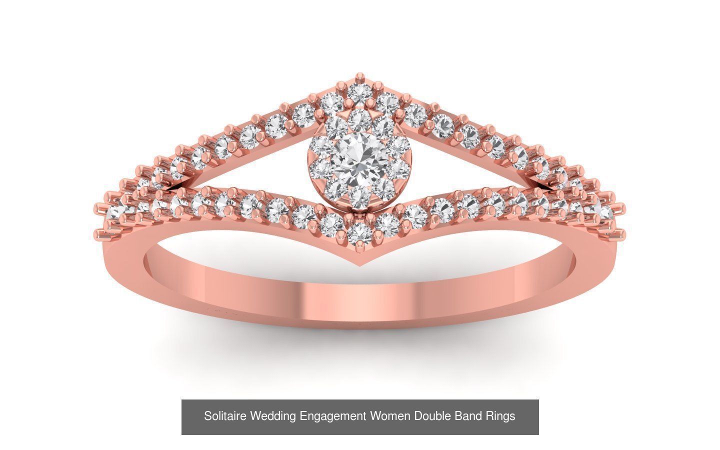 82 Solitaire Engagement Wedding Double Band Rings Collection _39