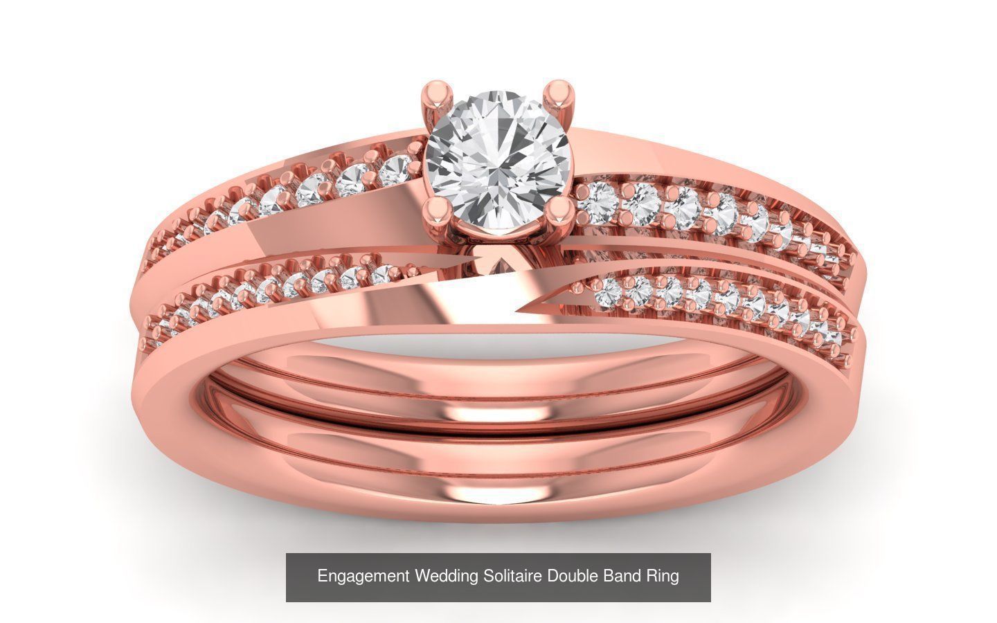 82 Solitaire Engagement Wedding Double Band Rings Collection _61
