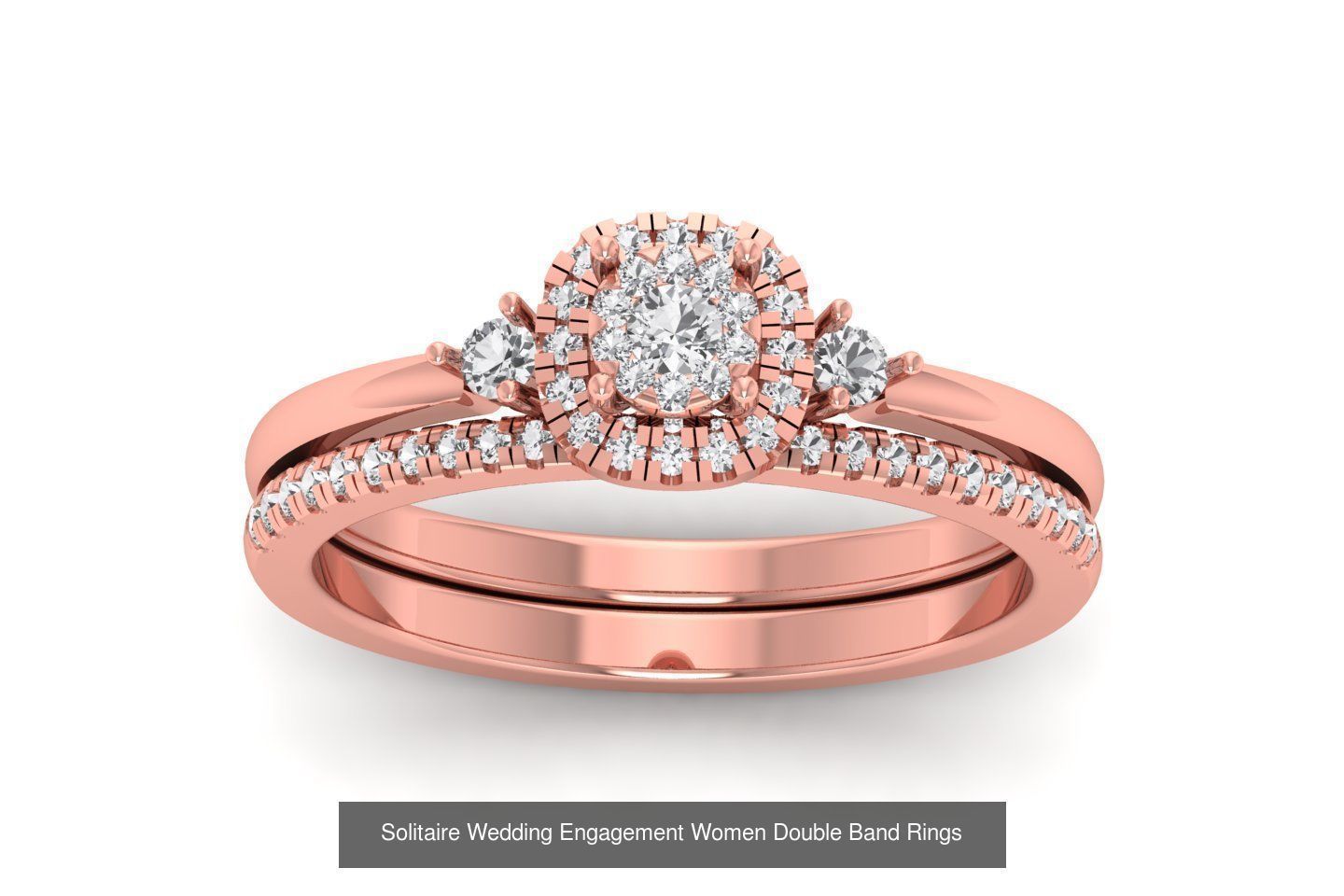 82 Solitaire Engagement Wedding Double Band Rings Collection _30