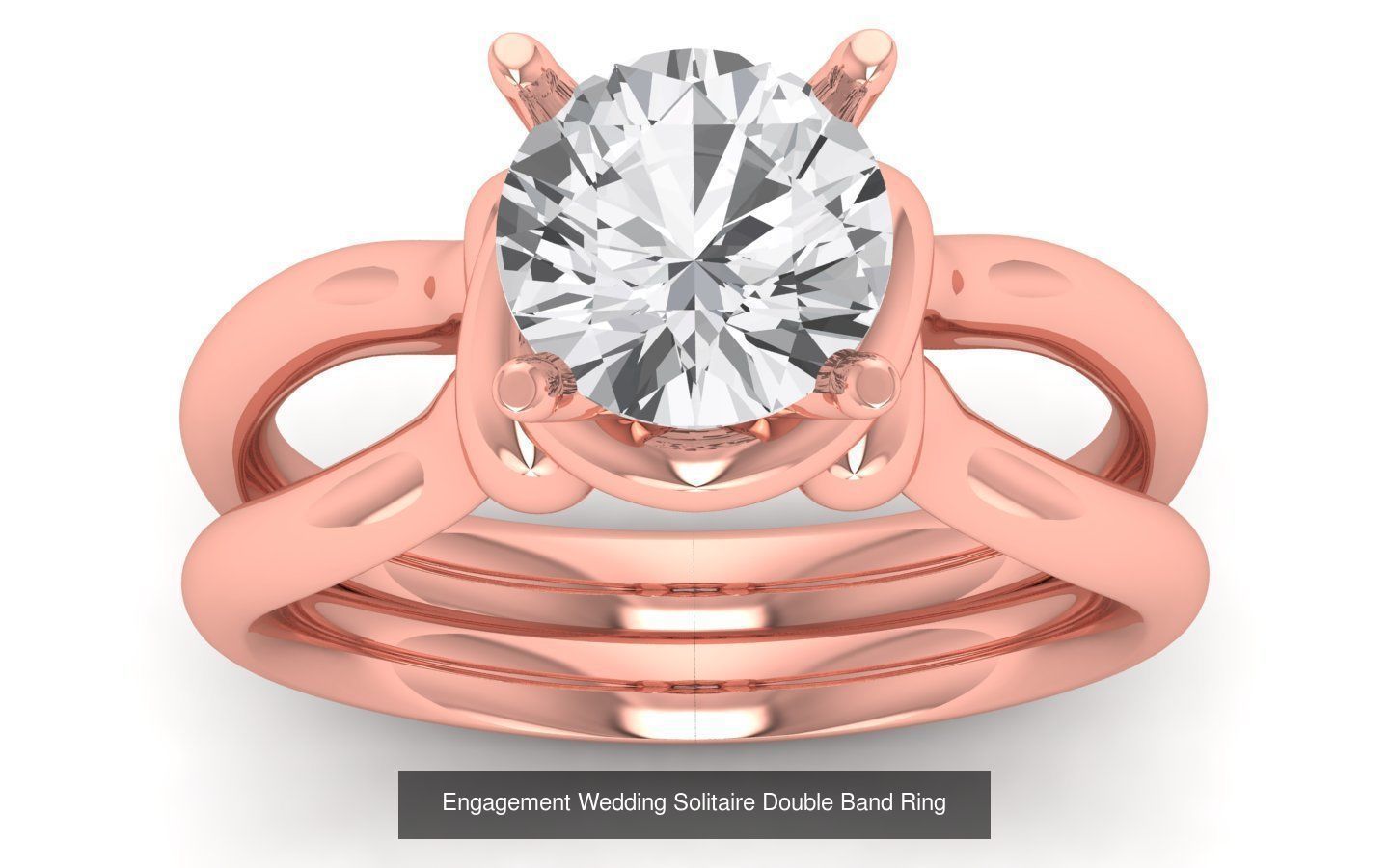 82 Solitaire Engagement Wedding Double Band Rings Collection _65