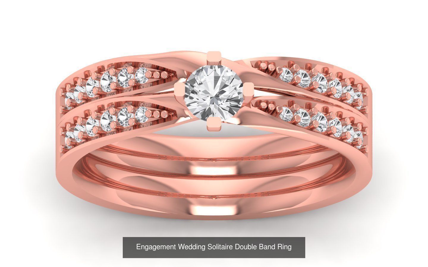 82 Solitaire Engagement Wedding Double Band Rings Collection _63