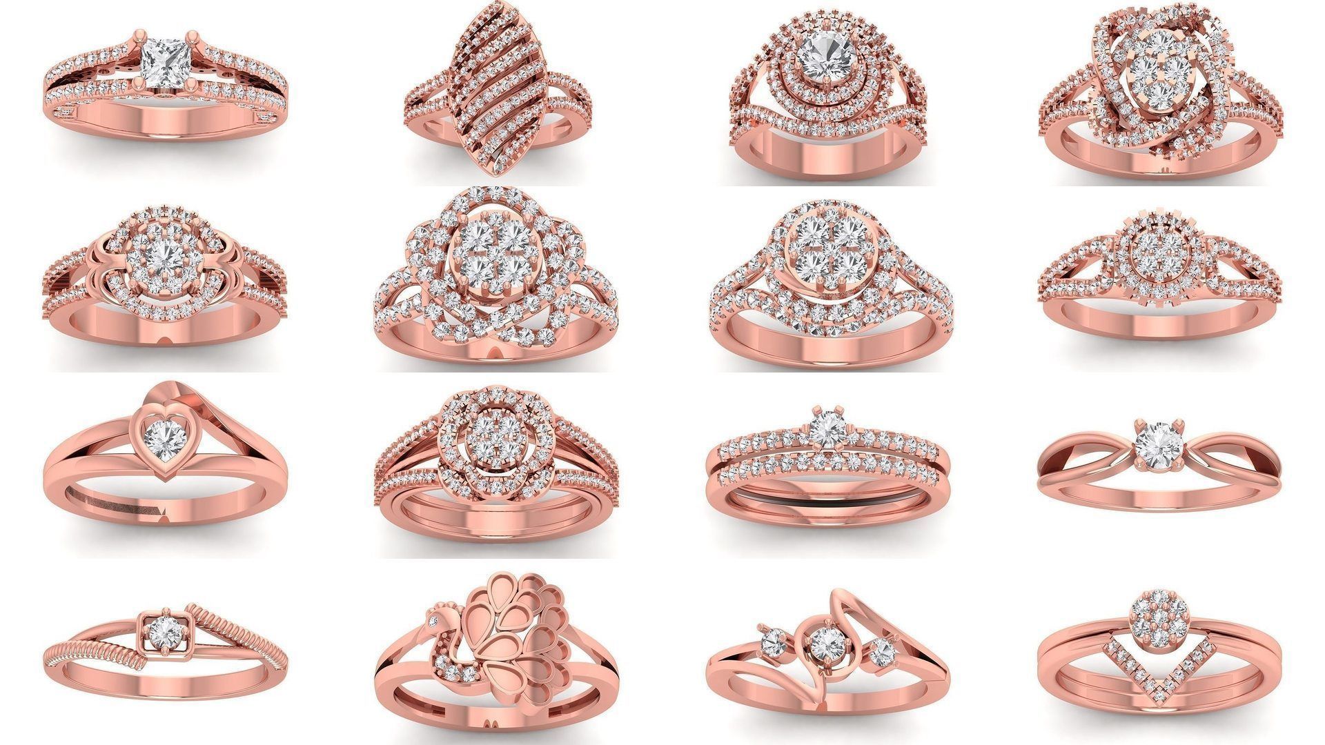 82 Solitaire Engagement Wedding Double Band Rings Collection _5