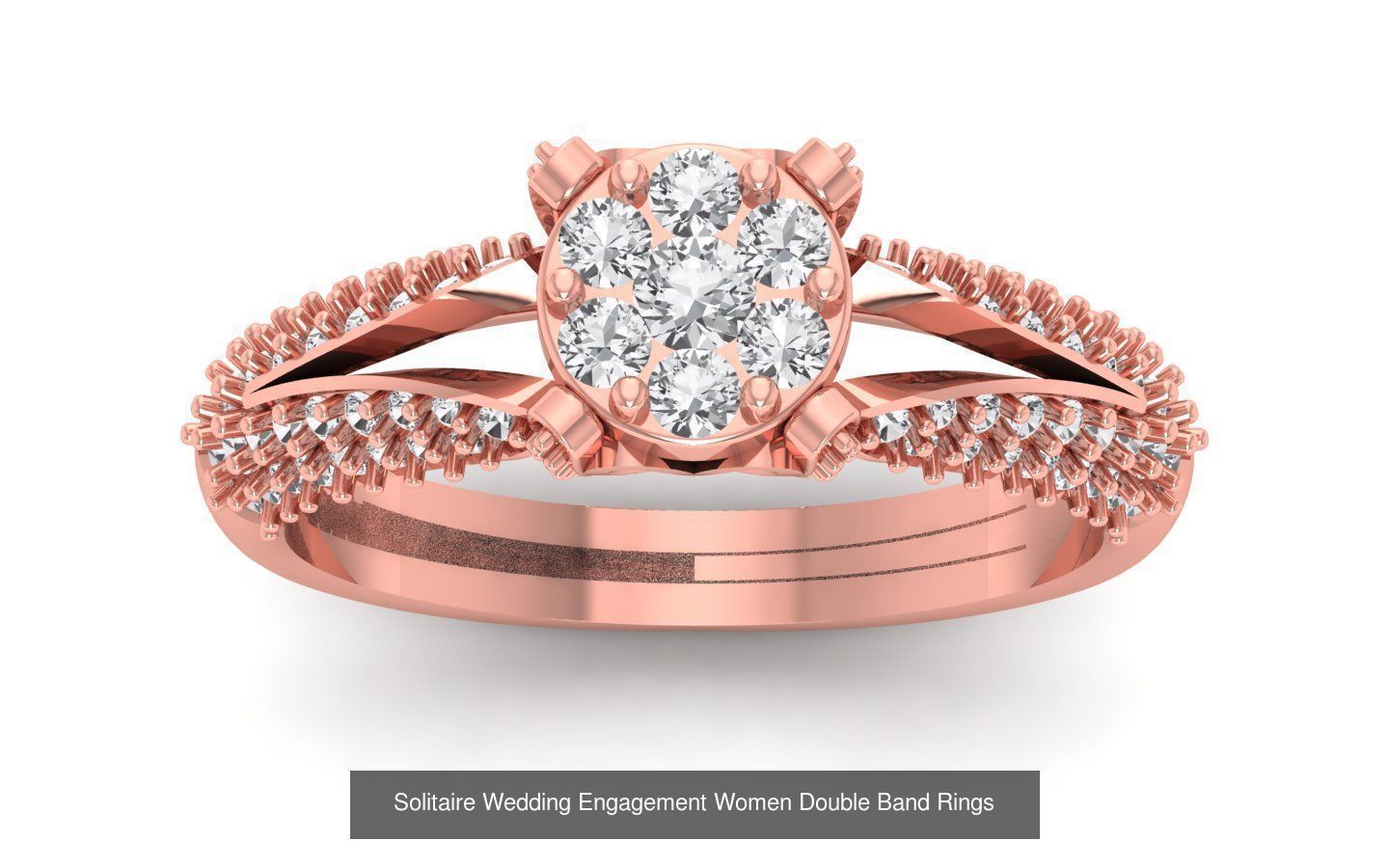 82 Solitaire Engagement Wedding Double Band Rings Collection _36
