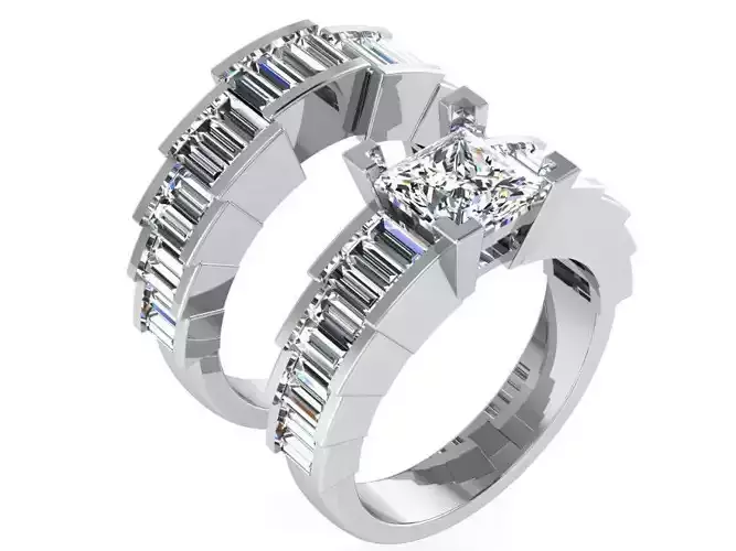 Parallel Line Diamond Wide Ring 3180 3D print model
