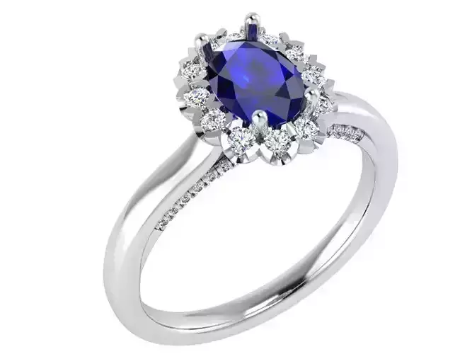 Oval Blue stone ring 3181 3D print model