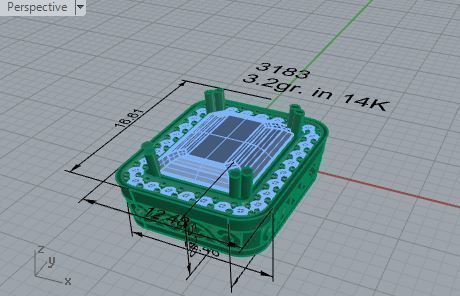 Square diamond stone pendant 3183 3D print model 3D print model_7