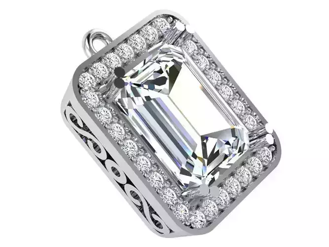 Square diamond stone pendant 3183 3D print model