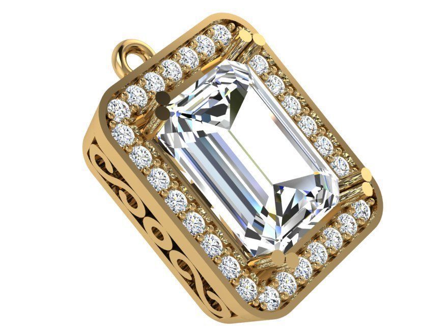 Square diamond stone pendant 3183 3D print model 3D print model_1