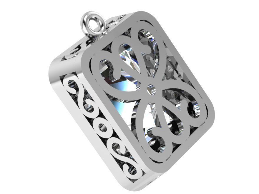 Square diamond stone pendant 3183 3D print model 3D print model_3