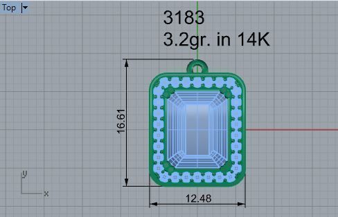 Square diamond stone pendant 3183 3D print model 3D print model_4