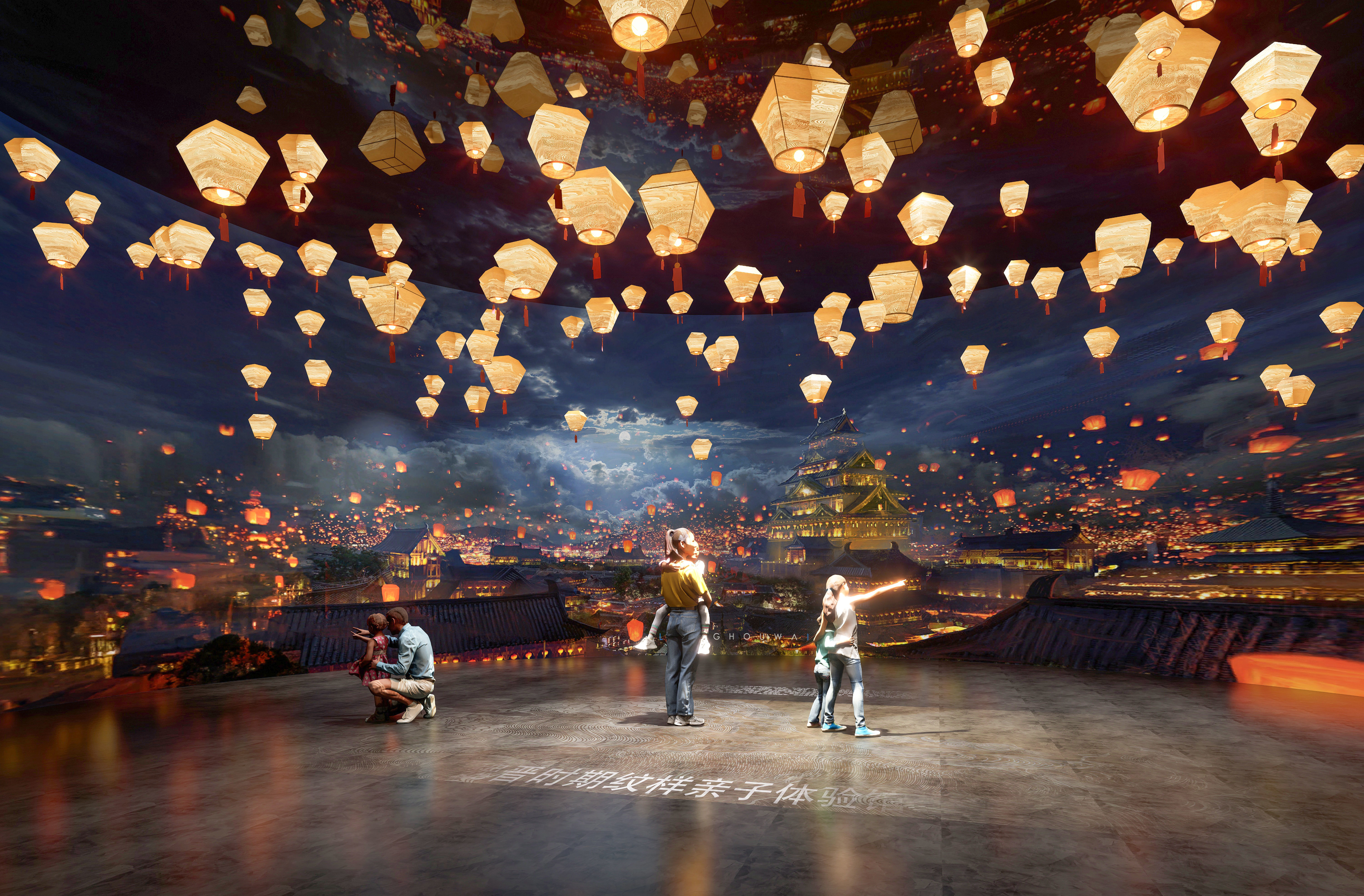 A Chinese-style Exhibition Hall on Traditional Chinese Patterns 3D model_1