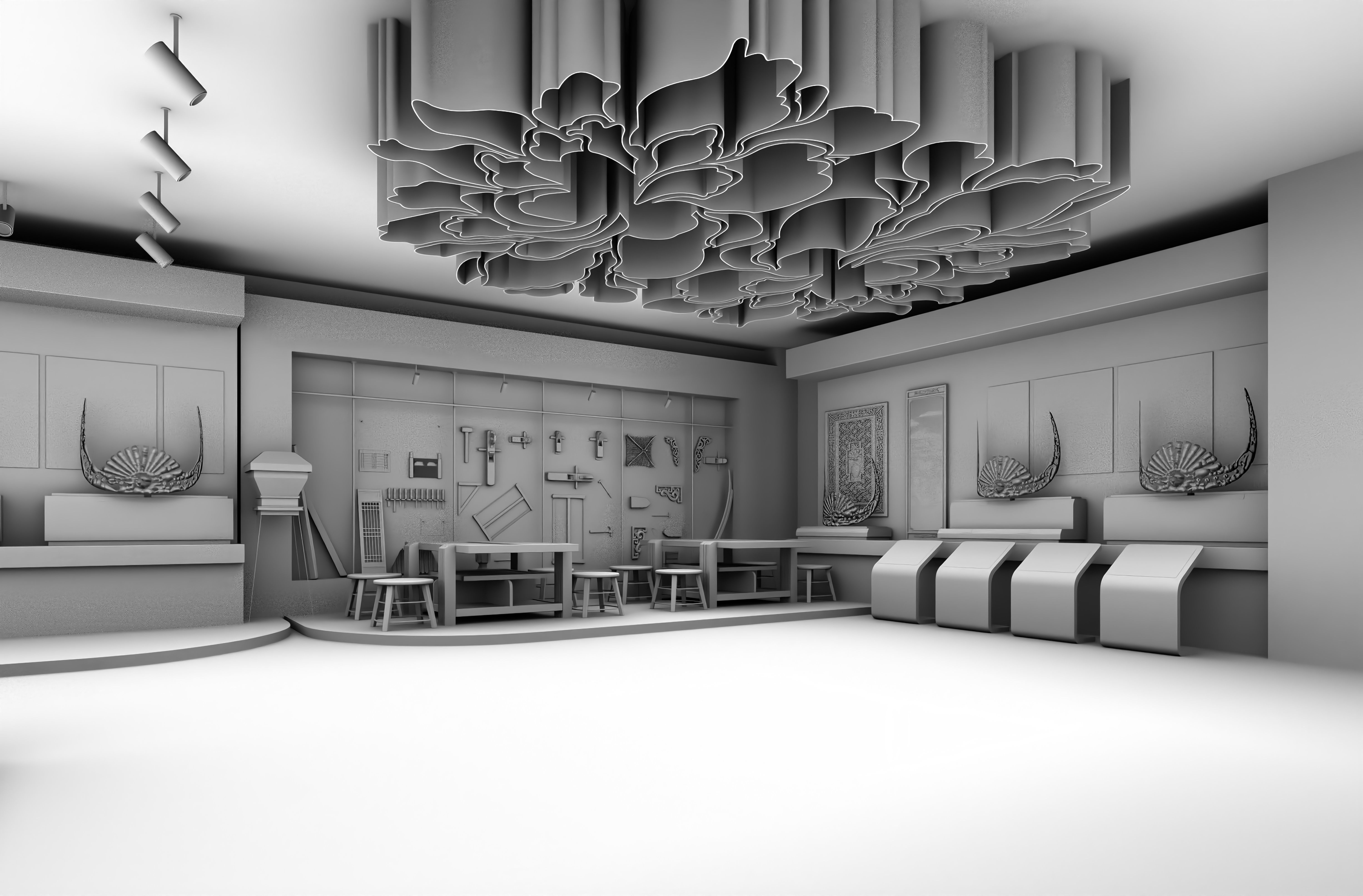 A Chinese-style Exhibition Hall on Traditional Chinese Patterns 3D model_23