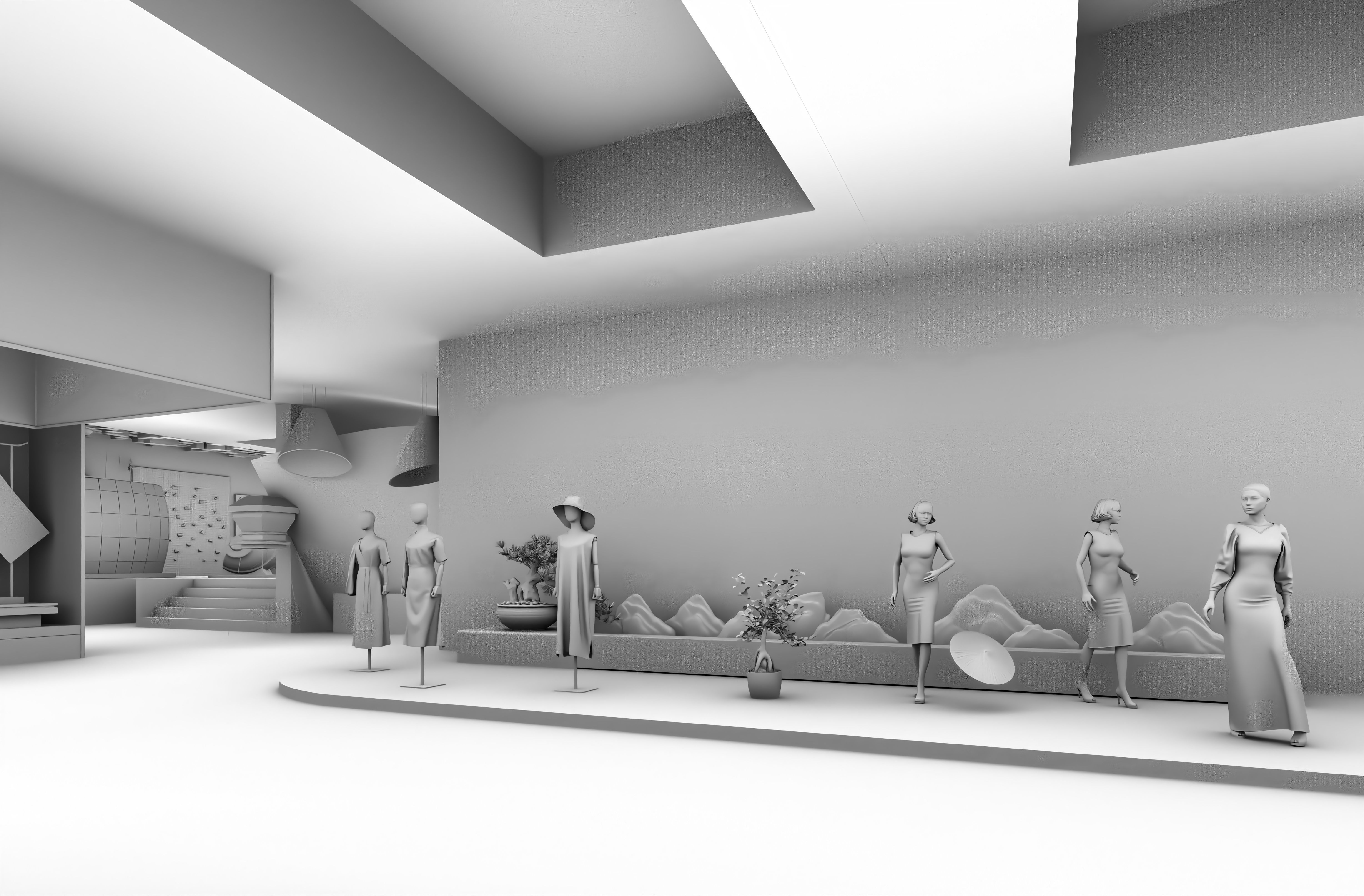 A Chinese-style Exhibition Hall on Traditional Chinese Patterns 3D model_11