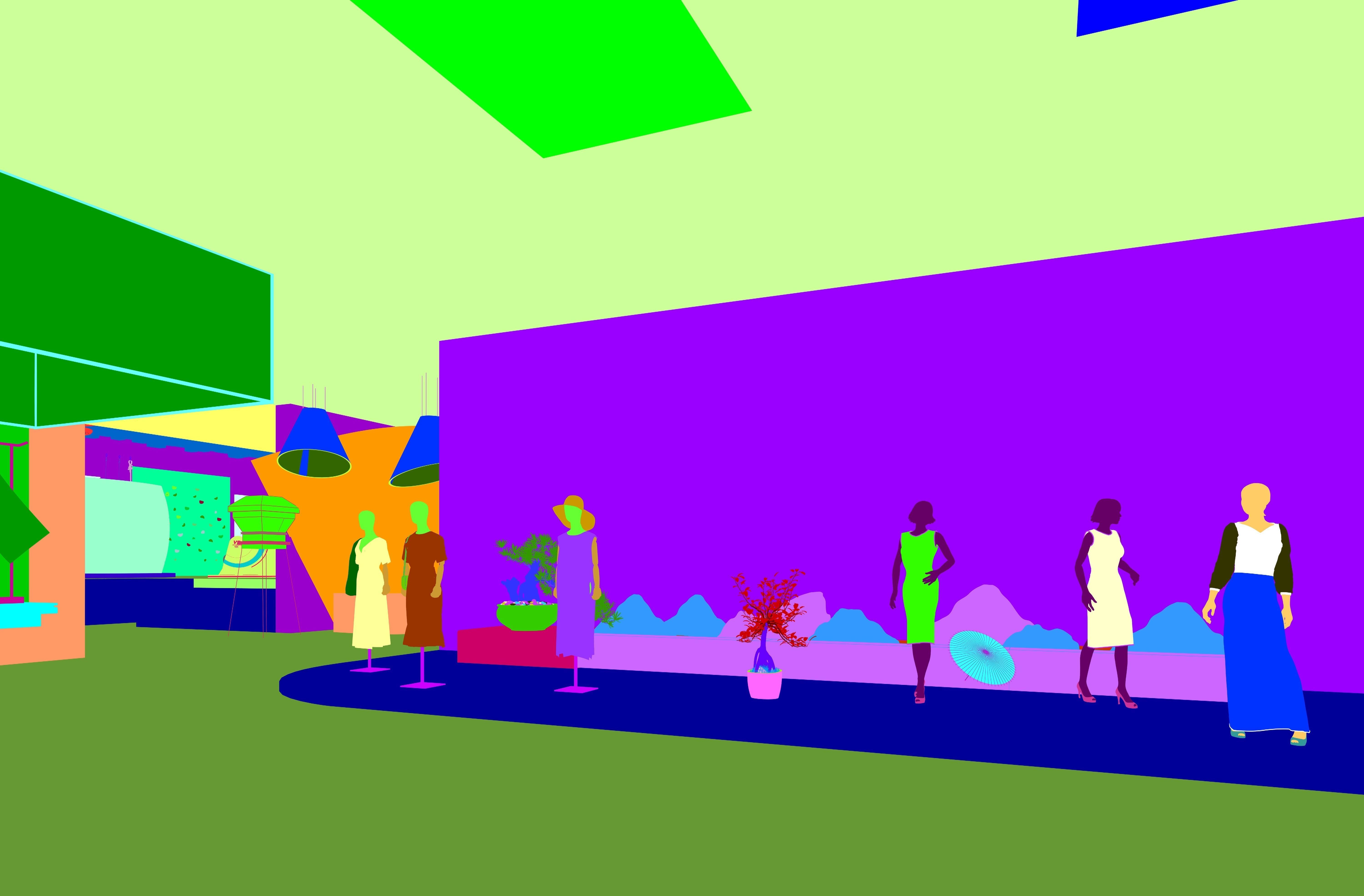 A Chinese-style Exhibition Hall on Traditional Chinese Patterns 3D model_12