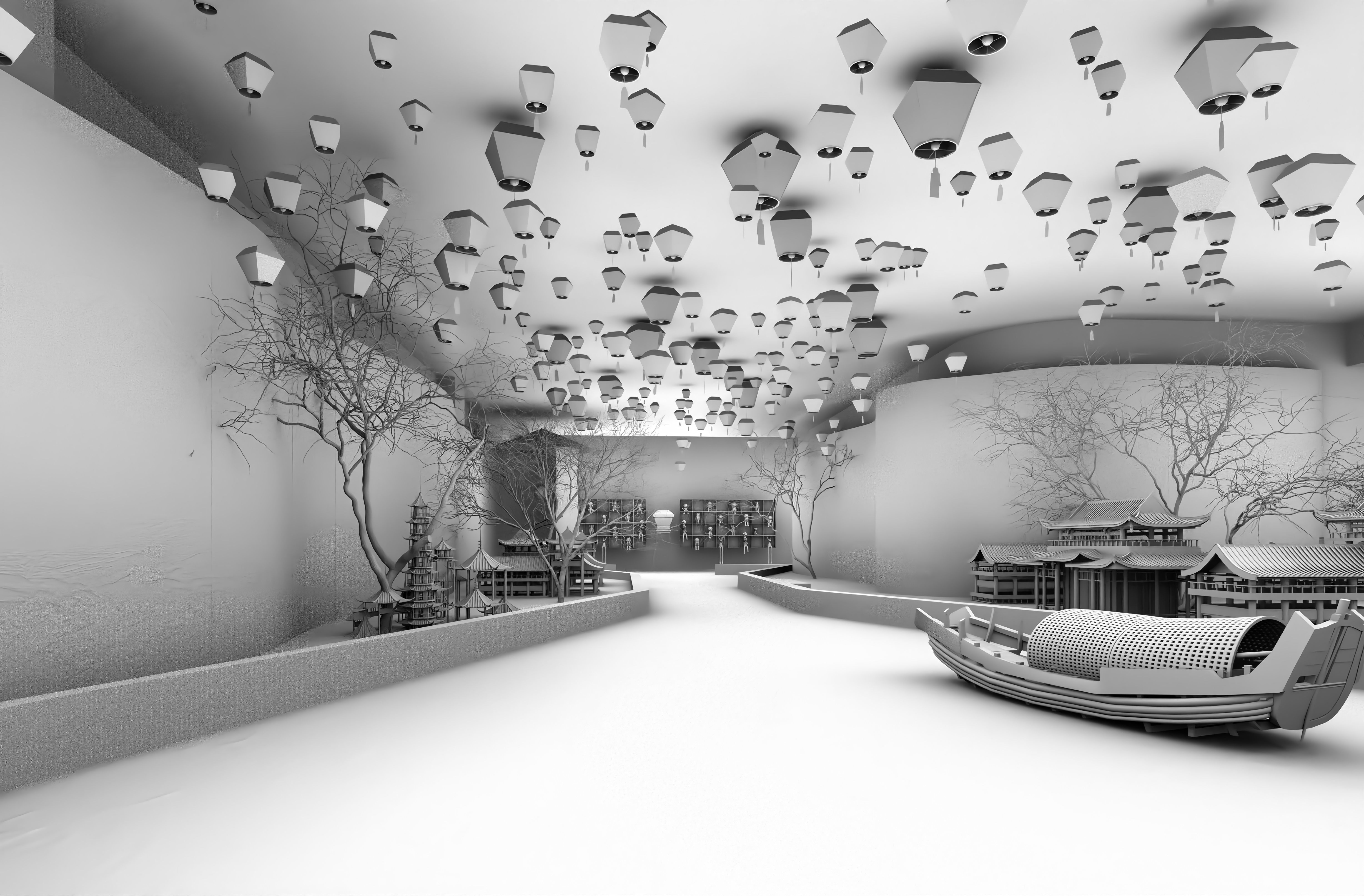 A Chinese-style Exhibition Hall on Traditional Chinese Patterns 3D model_26