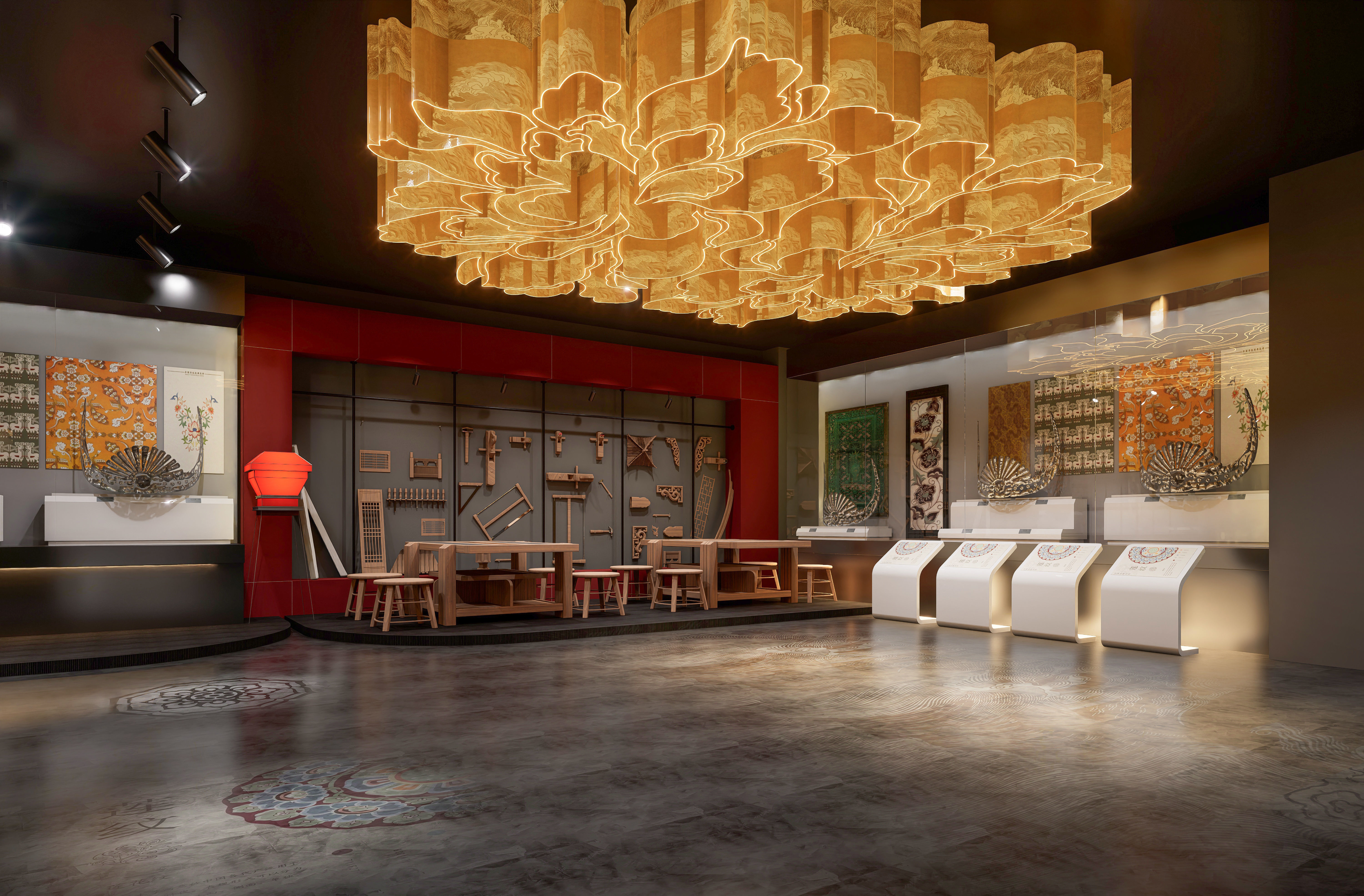 A Chinese-style Exhibition Hall on Traditional Chinese Patterns 3D model_7